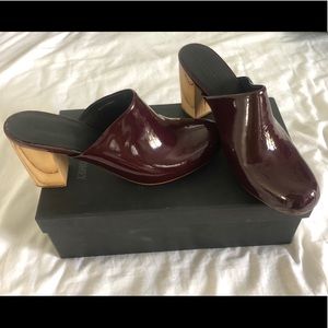 Rachel Comey Asher Mules Rosewood Patent Leather
